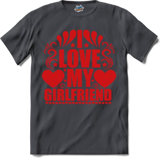 I Love My Girlfriend | Valentijn - Valentijnsdag - Cadeau - Kado - T-Shirt - Unisex - Mouse Grey - Maat 3XL