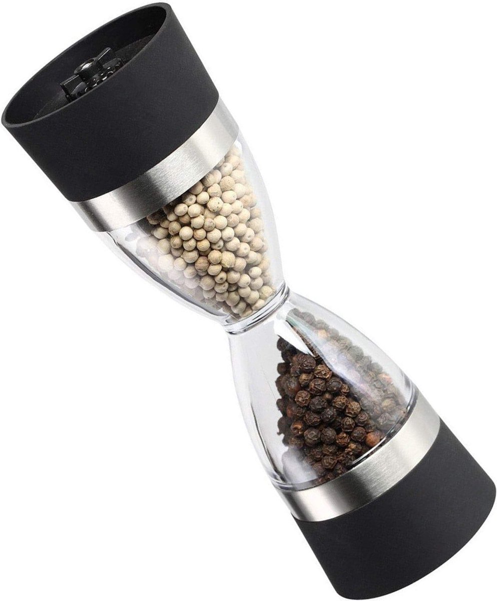 Moulin à Sel Et Poivre 2-en-1 EXMDLLY - Réglable En Céramique - Acier Inoxydable - Design Pratique Pour Cuisine