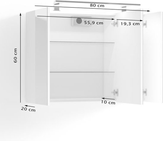 Vind spiegelkast met verlichting 80 cm op - maart 2026