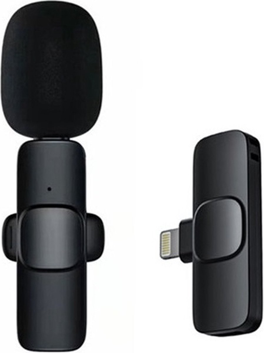 DrPhone PX Lite – Draadloze Lavalier Lightning Microfoon - Draagbare Audio Video Opname Microfoon – Ruisonderdrukking Technologie – Zwart