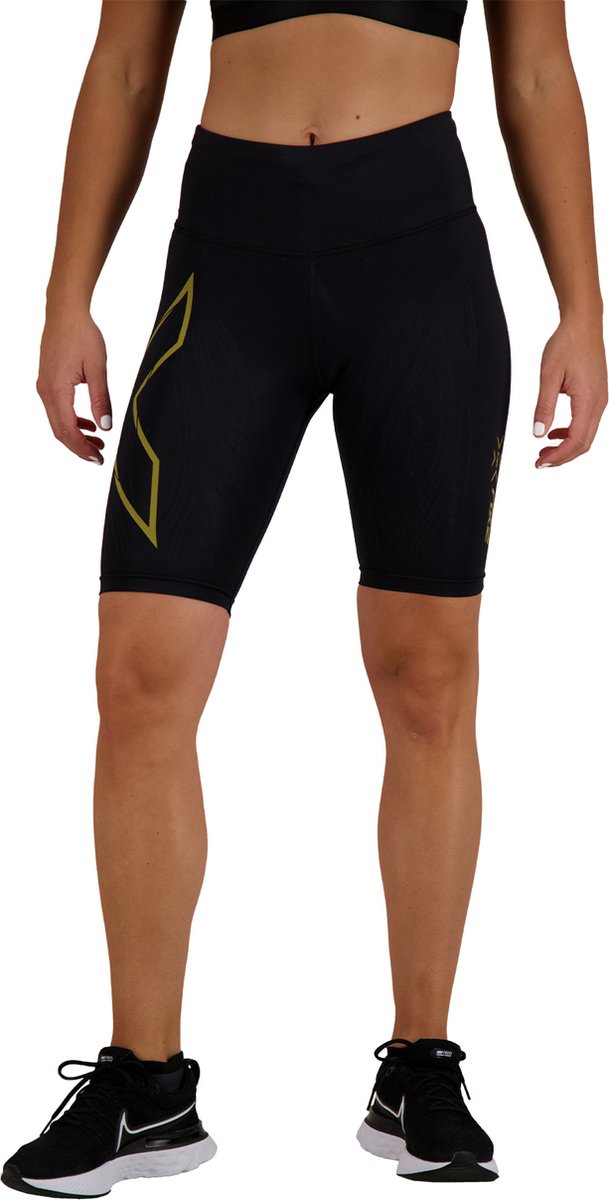 2XU Light Compression Short Dames - Sportbroeken - zwart/goud - Vrouwen
