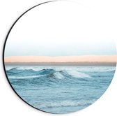 Dibond Muurcirkel - Licht Blauwe Zee met Kleine Golven - 20x20 cm Foto op Aluminium Muurcirkel (met ophangsysteem)