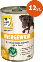 VITALstyle Hond Overgewicht - Natvoer - Dieetvoer Voor Geleidelijk Gewichtsverlies - Met o.a. Mariadistel & Brandnetel - 400 g - 12 stuks