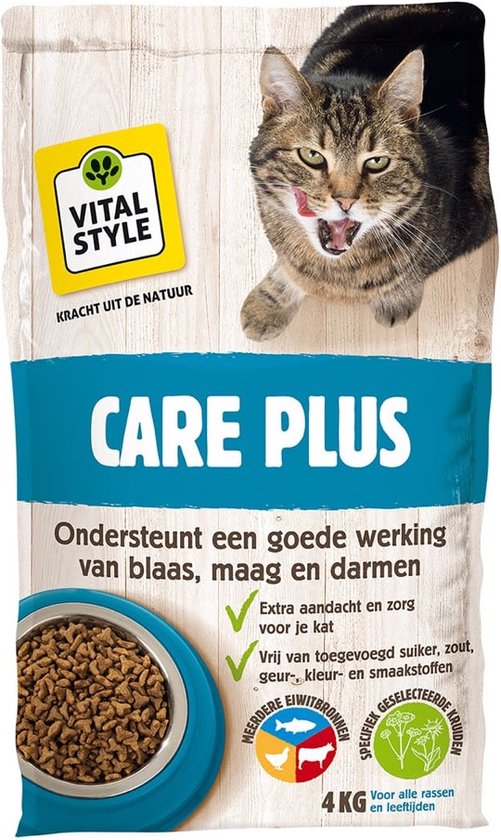 VITALstyle Care Plus - Kattenbrokken - Voor Extra Zorg En Ondersteuning - Met o.a. Berkenblad & Valeriaan - 4 kg