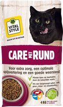 VITALstyle Care Met Rund - Kattenbrokken - Gevarieerde Voeding Voor Een Levenlustige Kat - Met o.a. Peterselie & Smalle Weegbree - 4 kg