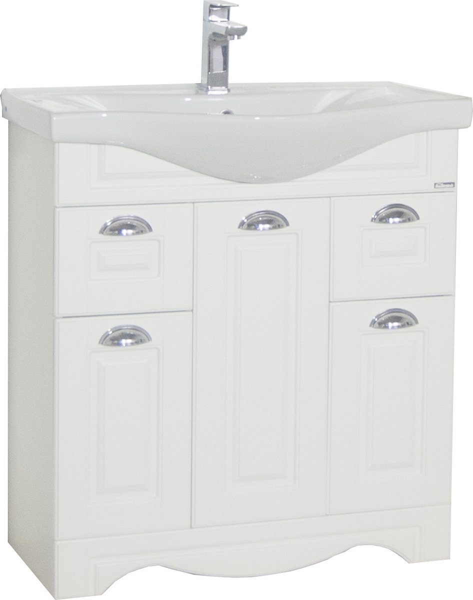 VCM 2-tlg. Waschplatz Waschtisch Breite 75 cm Badmöbel Set Waschbecken Landhaus Schubladen Casalo XL