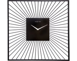 NeXtime Vasco Square – Wandklok – 45 × 45 × 15 cm – Metaal – Zwart – Stil