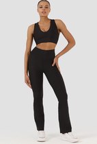 Superstacy Flared Sportlegging - Sportbroek dames - Yoga Fitness Hardloop broek - Hardloop - Pilates - Sportkleding dames - Boksen - Boks - High Waist - Hoge Taille - Valt klein - Zwart - Maat S