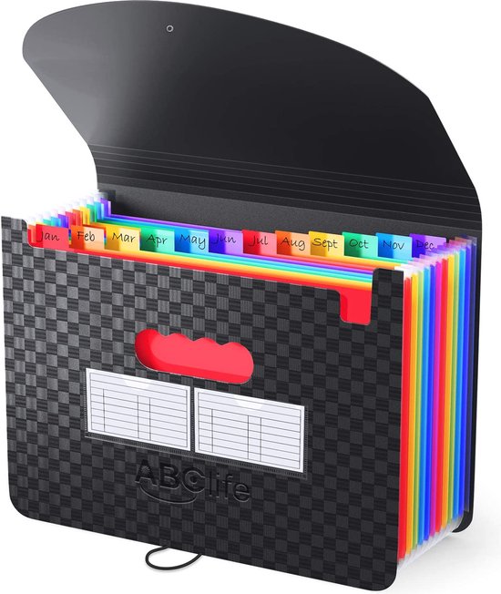 KONVINIT, opbergmap A4, documentenmap met 4 vakken, map van PP, uitbreidbare documenten organizer voor school spullen, mappen ordinanssysteem, roze