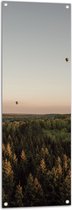 Tuinposter – Luchtballonnen boven de Bossen - 40x120 cm Foto op Tuinposter (wanddecoratie voor buiten en binnen)