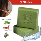 3x zeeptabletten - Natuurlijke Brandnetel zeep Nettle - Olijfolie zeep met brandnetel - Haarzeep - Aleppo