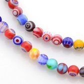 Verre Millefiori, Venise, perles rondes de 4 mm, mélange de couleurs une fleur. Vendu par 2 écheveaux d'environ 38cm