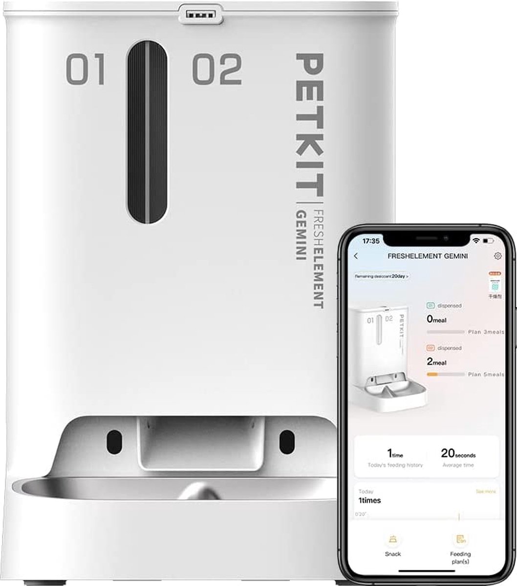 PETKIT Fresh Element Gemini – Automatische Voerbak Kat – 5L – Vershoudend – met App - Petkit