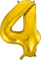 Folie ballon cijfer 4 goud | 86 cm