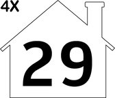 Containerstickers Huisnummer "29" - 25x21,5cm - Wit Huis met Zwart Nummer - Set van 4 dezelfde Vinyl Stickers - Klikostickers