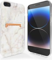 ShieldCase geschikt voor Apple iPhone 7/8 hoesje pasjes - Elegant Marble - Marmer look hoesje - Wit Marmeren uitstraling met pasjeshouder - Shockproof hardcase