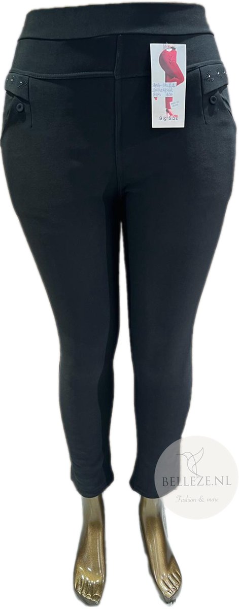 Curvy big Size Tregging 160 - Stretch broek legging - Zwart met bont  voering - 46-48 | bol
