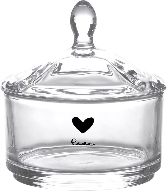 Clayre & Eef Pot en verre Ø 9x9 cm Verre Rond Coeur Love Pot