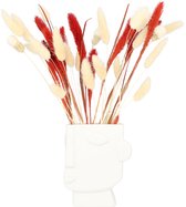 QUVIO Vaas - Gezicht - Decoratie - Vaasje - Bloemenvaas - Vaasjes - Vazen - Voor echte bloemen - Voor droogbloemen - Woondecoratie - Voor binnen - Keramiek - Wit
