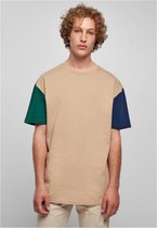 Urban Classics - Organic Oversized Colorblock Heren T-shirt - L - Beige