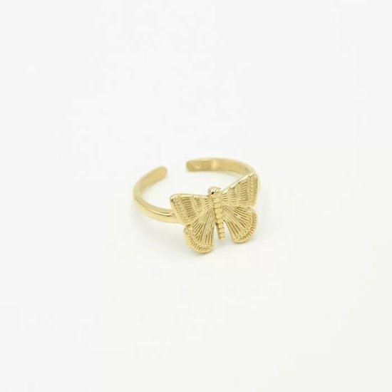 Ring Butterfly - Michelle Bijoux - Ring - One size - Goud - Stainless Steel