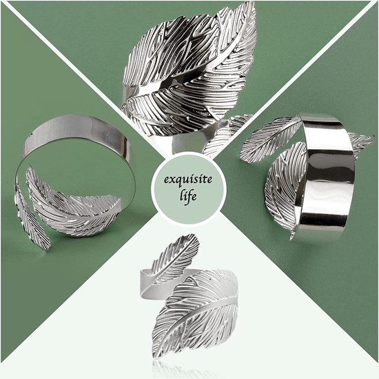 Bladvorm Servetringen - Leaf Napkin Rings - Silver - Set van 6 - Precious.gifts