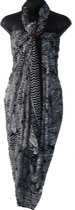 Hamamdoek extra groot figuren bladeren patroon lengte 115 cm breedte 195 cm kleuren donkerblauw zwart wit dubbel geweven extra kwaliteit.