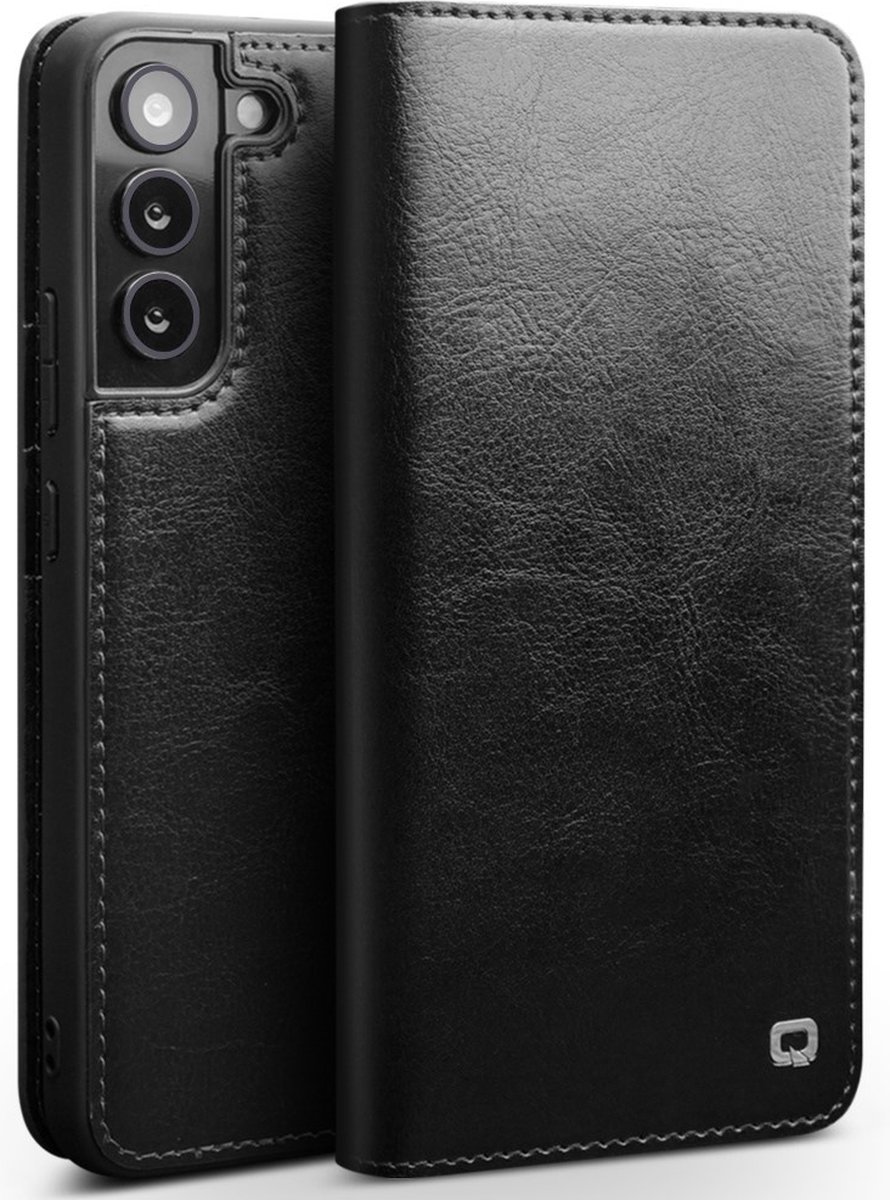 Qialino - Samsung Galaxy S22 - Leren bookcase hoes - Zwart