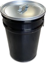 BinBin handle silver 60 liter metalen olievat prullenbak met handvat deksel en handvaten voor binnen en buiten gebruik 40x40x58cm