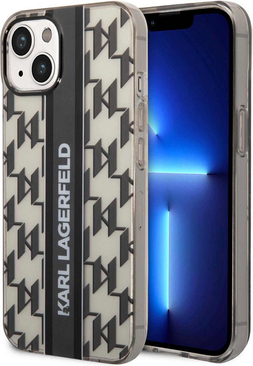 Karl Lagerfeld Monogram Vertical Stripe Back Case - Geschikt voor Apple iPhone 14 Plus (6.7