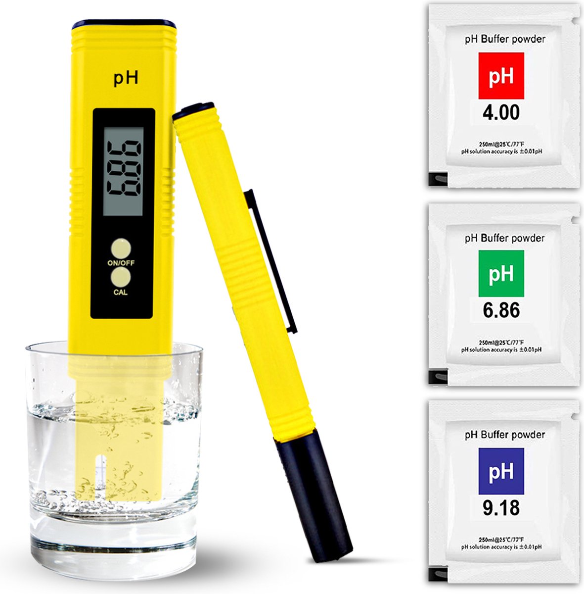 Gluxury digitale PH meter 2023 - PH meter digitaal - Zuurstofgraad meten - 2 Batterijen - NL Gebruikshandleiding – PH test – Inc 3 kalibratiepoeders – Inc 2 batterijen – TDS Meter – Voor Zwembad, Aquarium, Drinkwater - Gluxury