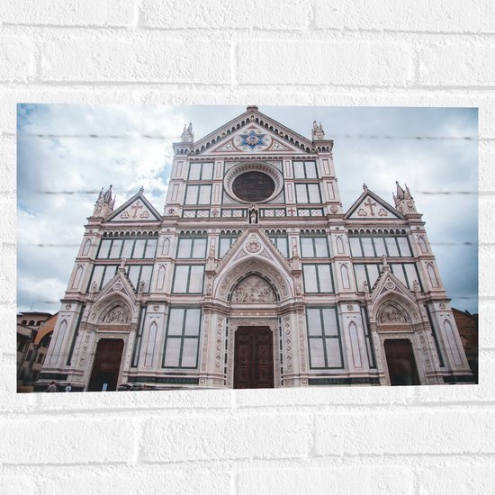 Muursticker - Vooraanzicht van Kathedraal in Florence in Italië - 60x40 cm Foto op Muursticker