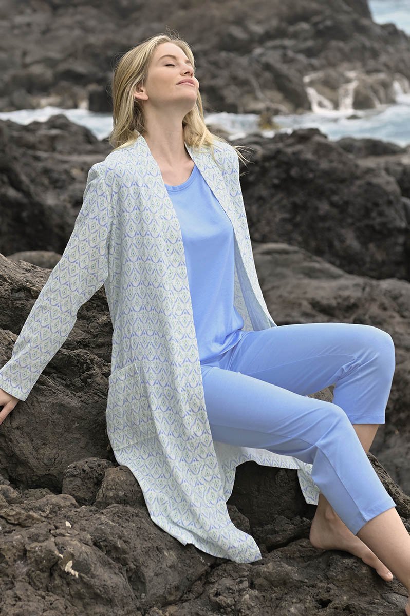 Azuurblauwe pyjamabroek Ringella - Blauw - Maat - 52