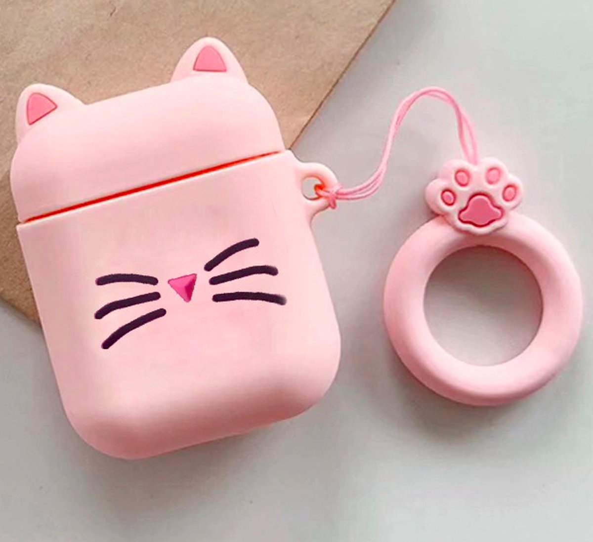 Airpods Hoesje - Airpods Case - Dieren - Kat - Poes - Roze - Sinterklaas Cadeautjes - Schoencadeautjes Sinterklaas