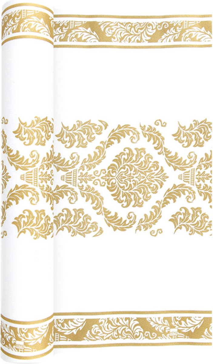 Tafelloper - Placemat - airlaid papier or rol 490 x 40 cm - Wit goud