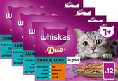 Whiskas 1+ - Duo Surf & Turf - Kattenvoer natvoer - Selectie in gelei - maaltijdzakjes 48 x 85 g