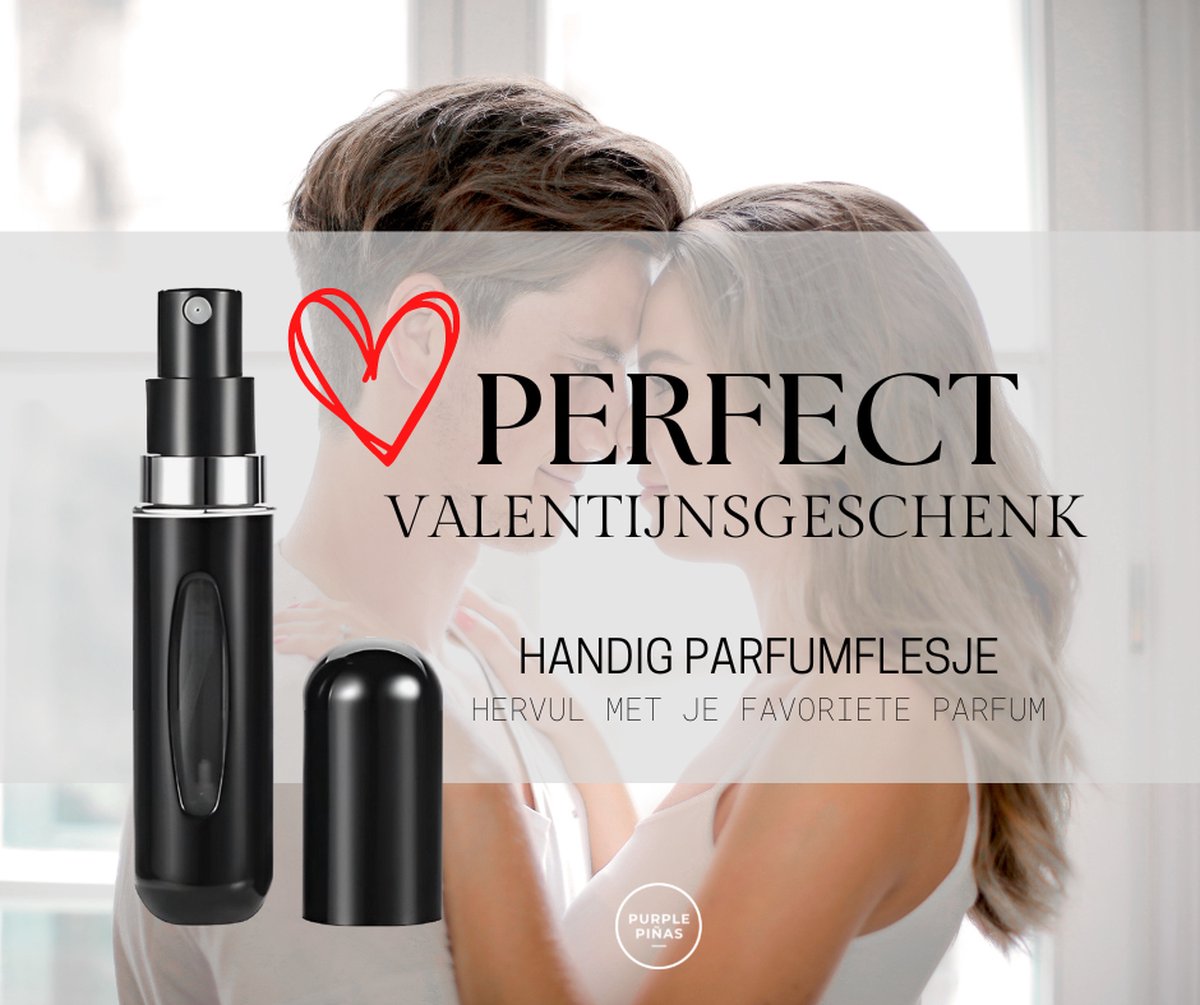 Praktisch Parfumflesje - Hervulbaar - 5 ml. - Zwart - Ideaal geschenk - Voor hem - Voor Haar - reizen - gadget - vliegtuig