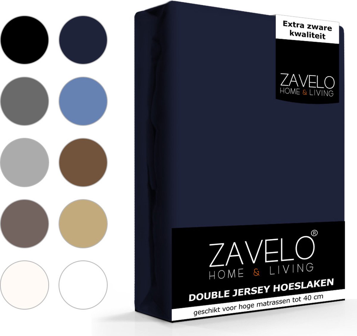 Zavelo Dubbel Jersey Hoeslaken Navy -2-persoons (140x200 cm) - Extra Dik - Hoogwaardige Kwaliteit - Hoge Hoek - Rondom Elastisch - Perfecte Pasvorm