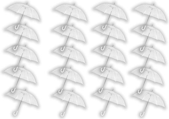 20 stuks Paraplu transparant plastic paraplu's 100 cm - doorzichtige paraplu - trouwparaplu - bruidsparaplu - stijlvol - bruiloft - trouwen - fashionable - trouwparaplu