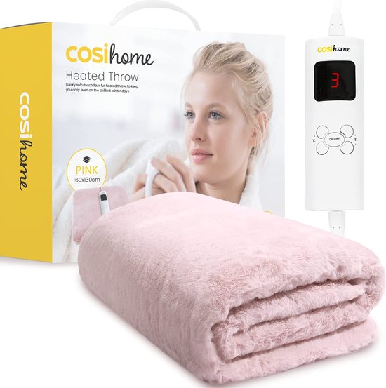 Cosi® XL- elektrische deken van zacht kunstbont - bovendeken 180 x 130 cm  Roze | bol.com
