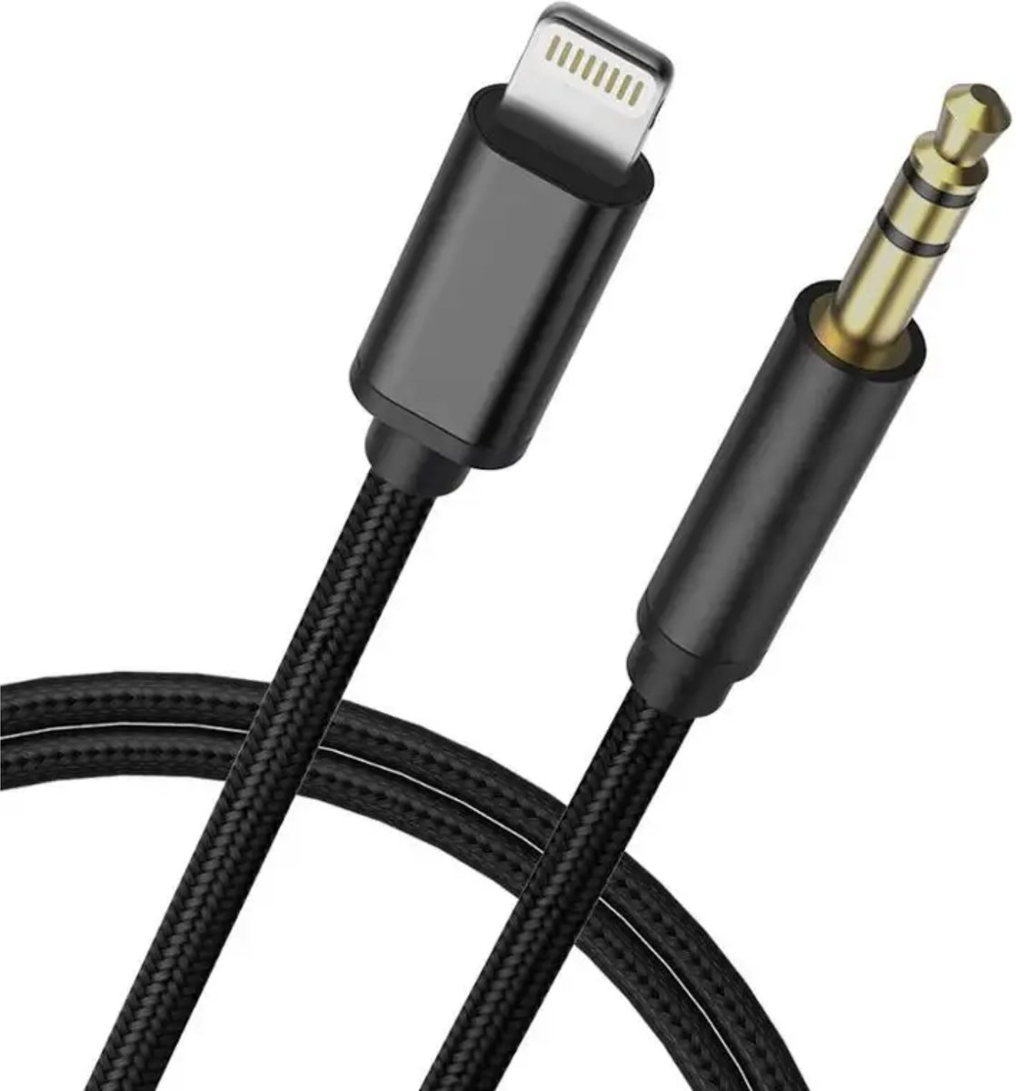 iPhone AUX kabel - Lightning naar Jack – Nylon Gewoven – Apple MFI Gecertificeerd - 1 meter