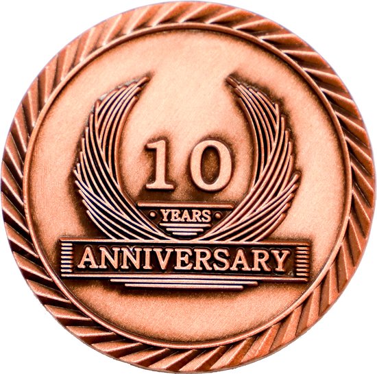 coinsandawards.com - Jubileummunt - 10 jaar - antiek goud - capsule