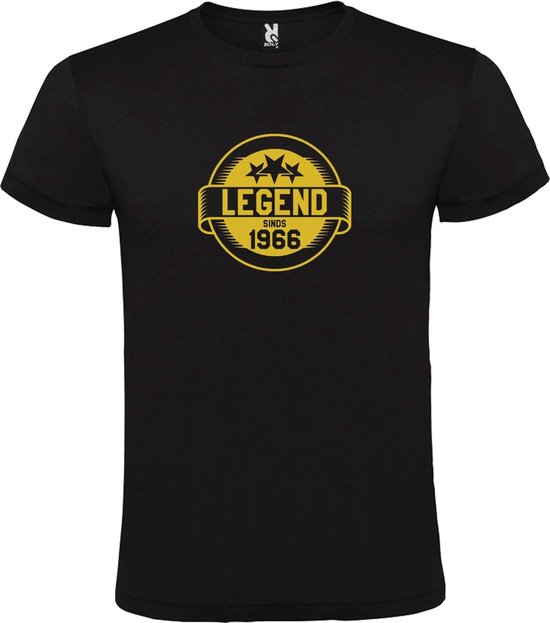 Zwart T-Shirt met “Legend sinds 1966 “ Afbeelding Goud Size XXXL