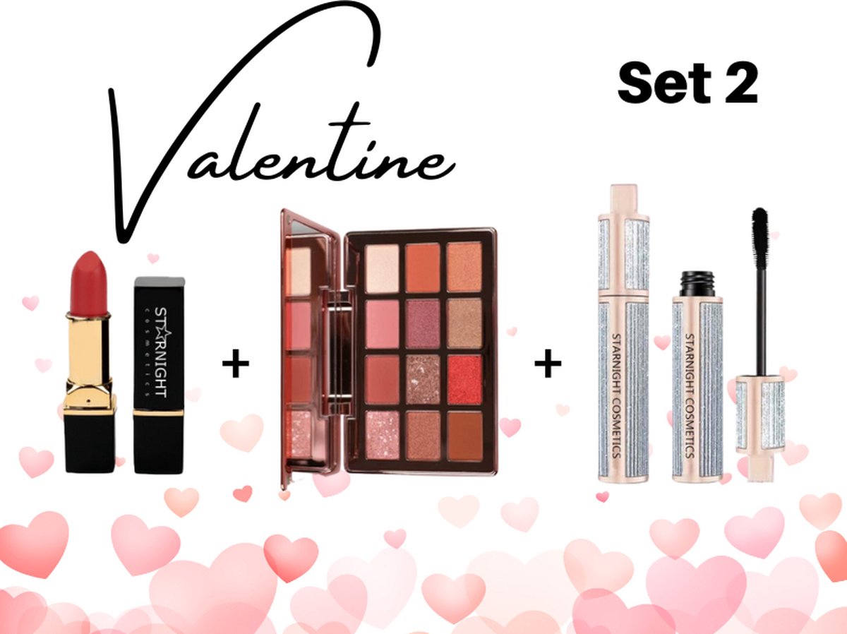 Valentine Combi deal - Oogschaduw - Mascara - Matte Lipstick Long-Lasting - Vegan & Cruelty-Free