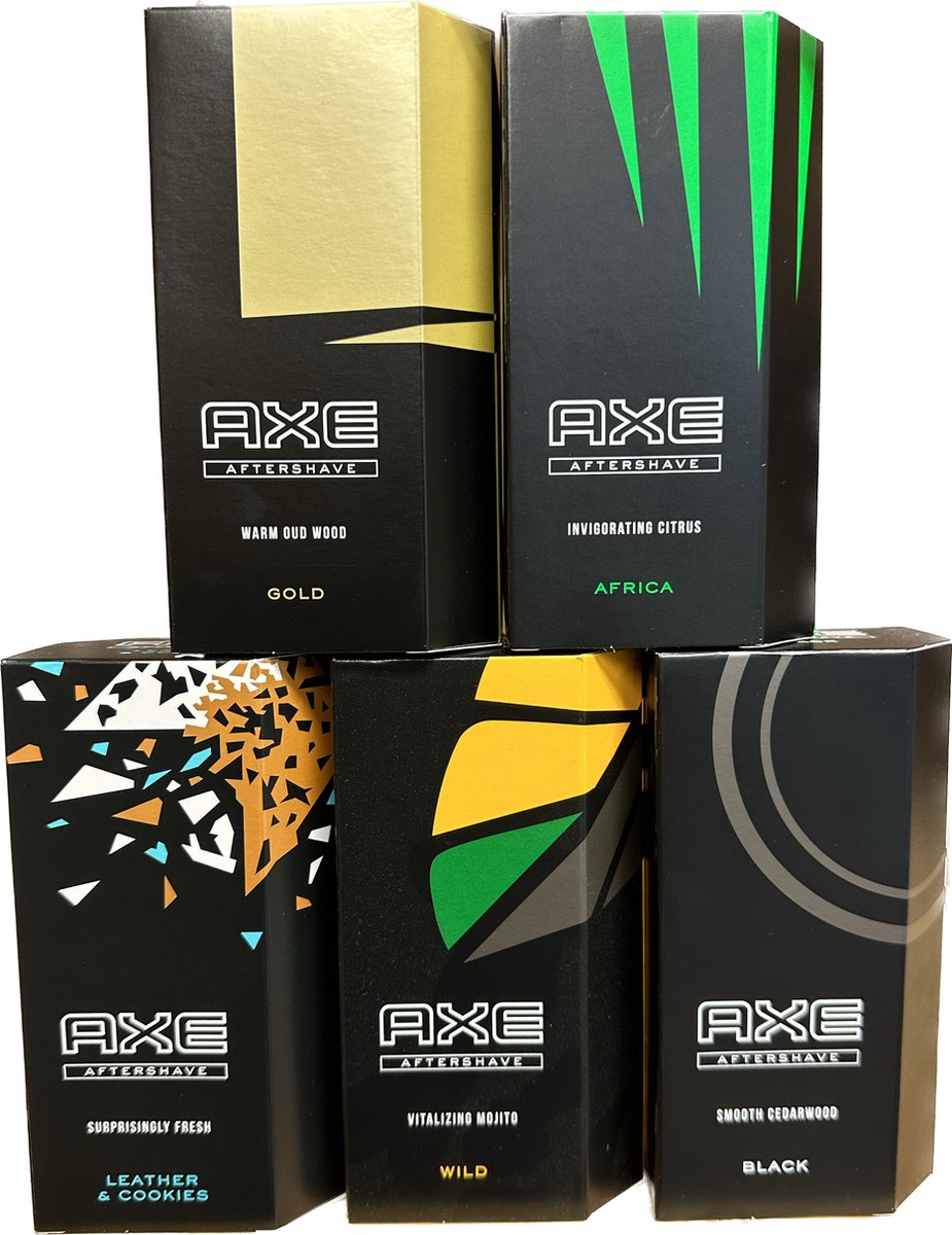 Axe After Shave Voordeelverpakking - Gold / Africa / Leather Cookies / Mojito / Black