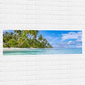 Muursticker - Tropisch Strand met Palmbomen - 120x40 cm Foto op Muursticker
