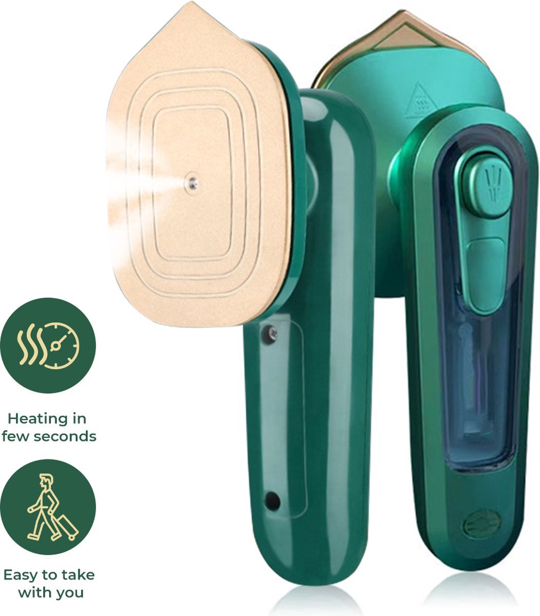 Stomer Kleding - Luxe Reis Strijkijzer - Inklapbaar - 8,4x11,5CM - Travel Strijkijzer – Strijkijzer Vakantie – Reisstrijkijzer Klein Strijkijzer - Steamer - Groen -
