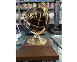 Wereldbol mini goud-zwart 7,5x12 cm