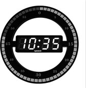 Igoods Klok - Horloge Murale Digitale - Klok Led Ronde - Compteur Seconde