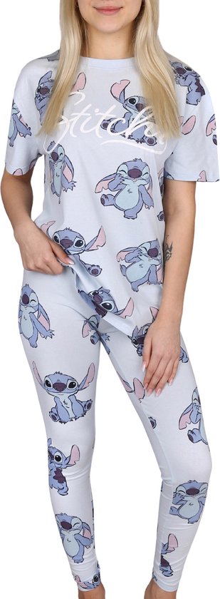 DISNEY Stitch - Pyjama femme bleu avec pantalon long, coton / XS